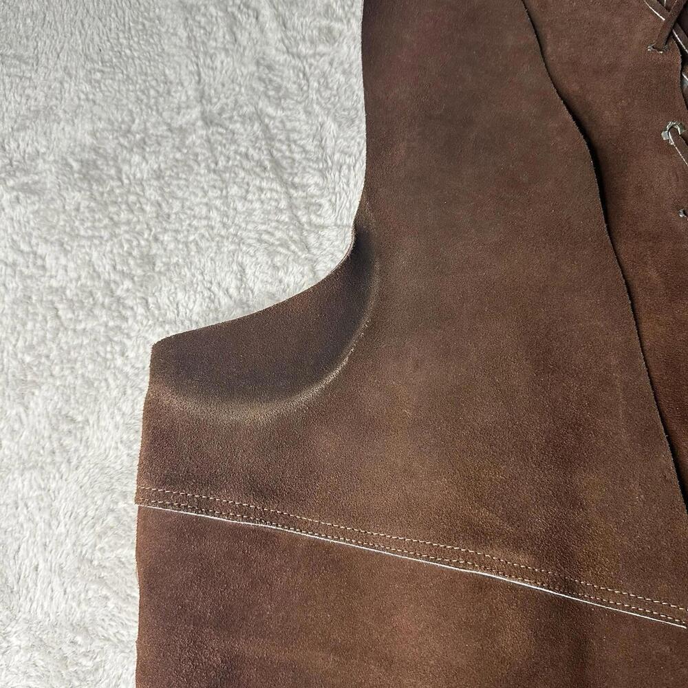 Vintage 70s Brown Leather Cowboy Fringe Tassel Boho Western Outlaw Vest 20 X 26 - Picture 3 of 9